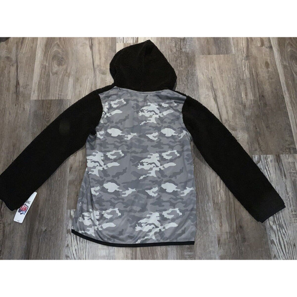 NFL Team Apparel Boys Brown Camo 1/4 Zip CLEVELAND BROWNS Hoodie Size L (12/14) - Picture 3 of 3